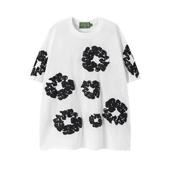 Denim Tears Cotton Wreath Graphic T-Shirt - White / Black / Oversized Streetwear