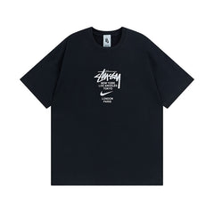 Original 2024 Spring/Summer New Trendy Brand Stu Classic Parade Printed Letter Men's and Women's Same Short Sleeve One Piece Hair Collection (13)