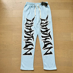 MIXED EMOTION Vintage Graphic Sweatpants (Light Blue)