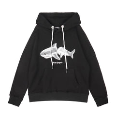 Palm Angels Split Shark Graphic Hoodie - Black