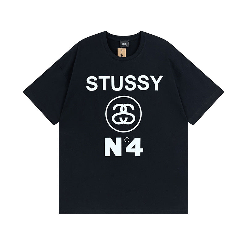 Original 2024 Spring/Summer New Trendy Brand Stu Classic Parade Printed Letter Men's and Women's Same Short Sleeve One Piece Hair Collection (16)