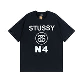Original 2024 Spring/Summer New Trendy Brand Stu Classic Parade Printed Letter Men's and Women's Same Short Sleeve One Piece Hair Collection (16)