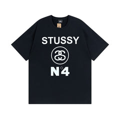 Original 2024 Spring/Summer New Trendy Brand Stu Classic Parade Printed Letter Men's and Women's Same Short Sleeve One Piece Hair Collection (16)