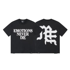 MIXED EMOTION Vintage "Emotions Never Die" Graphic T-Shirt (Black)