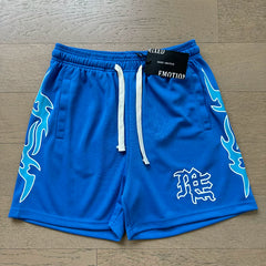 MIXED EMOTION Vintage Graphic Athletic Mesh Shorts (Blue)