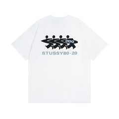 Original 2024 Spring/Summer New Trendy Brand Stu Classic Parade Printed Letter Men's and Women's Same Short Sleeve One Piece Hair Collection (24)