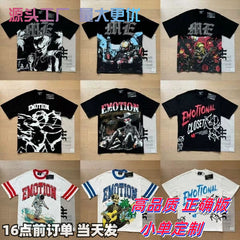MIXEDEMOTION Retro Hot Diamond Letter Printed Summer High Street Loose Casual Men's and Women's Round Neck Short sleeved T-shirt (26)