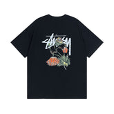 Original 2024 Spring/Summer New Trendy Brand Stu Classic Parade Printed Letter Men's and Women's Same Short Sleeve One Piece Hair Collection (4)