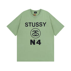 Original 2024 Spring/Summer New Trendy Brand Stu Classic Parade Printed Letter Men's and Women's Same Short Sleeve One Piece Hair Collection (16)