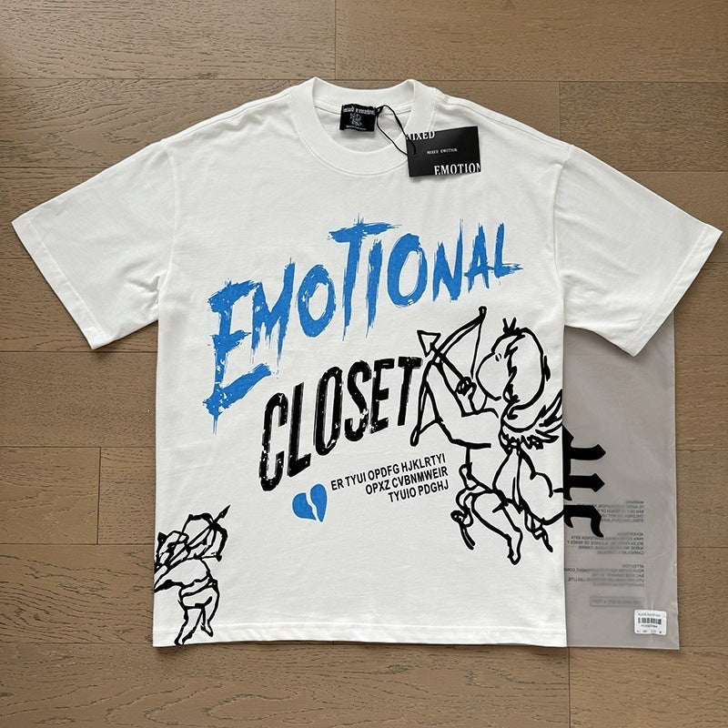 MIXED EMOTION Vintage Emotional Closet Graphic T-Shirt (White / Blue)