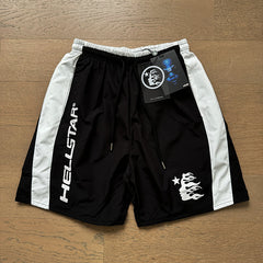 2024 summer new washed and worn casual shorts, flame printed trendy brand Hell Star men's five quarter pants (12)
