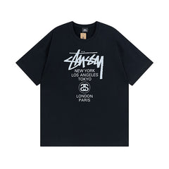 Original 2024 Spring/Summer New Trendy Brand Stu Classic Parade Printed Letter Men's and Women's Same Short Sleeve One Piece Hair Collection (17)