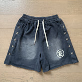 2024 summer new washed and worn casual shorts, flame printed trendy brand Hell Star men's five quarter pants (5)