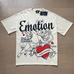 MIXED EMOTION Vintage Graphic "Emotion" Cupid Cherub T-Shirt (Off-White)