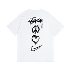 Original 2024 Spring/Summer New Trendy Brand Stu Classic Parade Printed Letter Men's and Women's Same Short Sleeve One Piece Hair Collection (23)