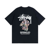 Original 2024 Spring/Summer New Trendy Brand Stu Classic Parade Printed Letter Men's and Women's Same Short Sleeve One Piece Hair Collection (21)
