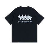 Original 2024 Spring/Summer New Trendy Brand Stu Classic Parade Printed Letter Men's and Women's Same Short Sleeve One Piece Hair Collection (24)