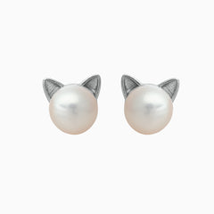 Pearl Cat Earrings