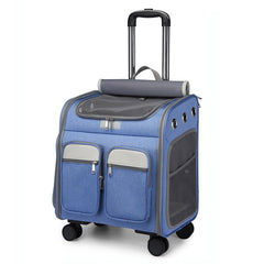 Spacious Folding Cat Carrier Luggage Backpack with Breathable Mesh and Holes