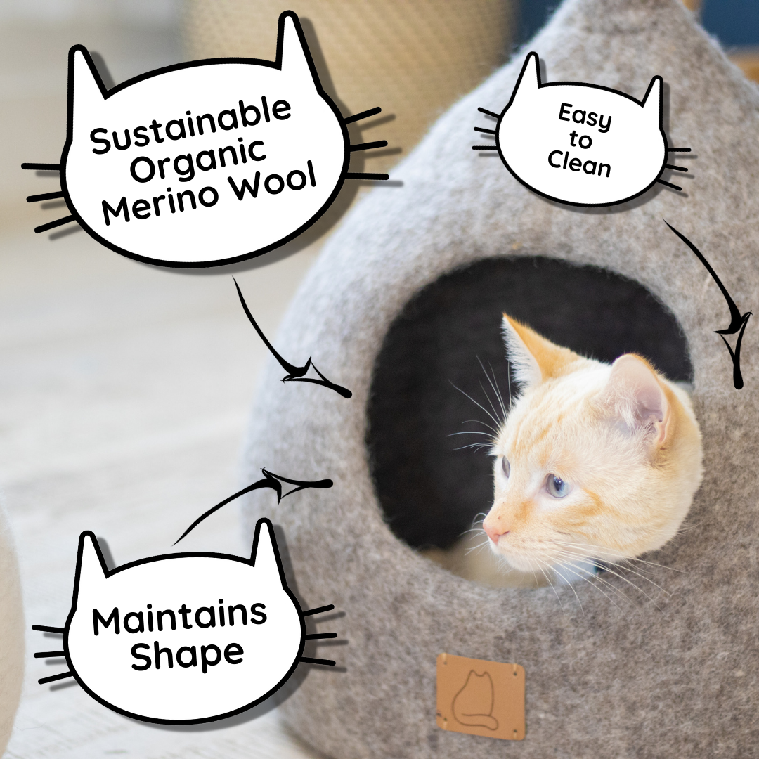 Accented Ears Wool Cat Cave