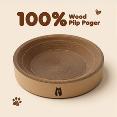 2-in-1 Round Kraft Paper Cat Scratcher Bed & Puzzle Toy