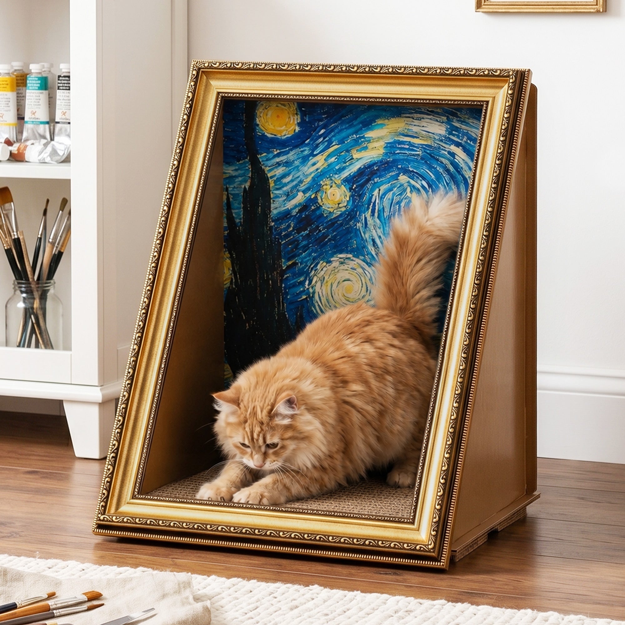 Reinforced Retro Art Cat Scratcher House
