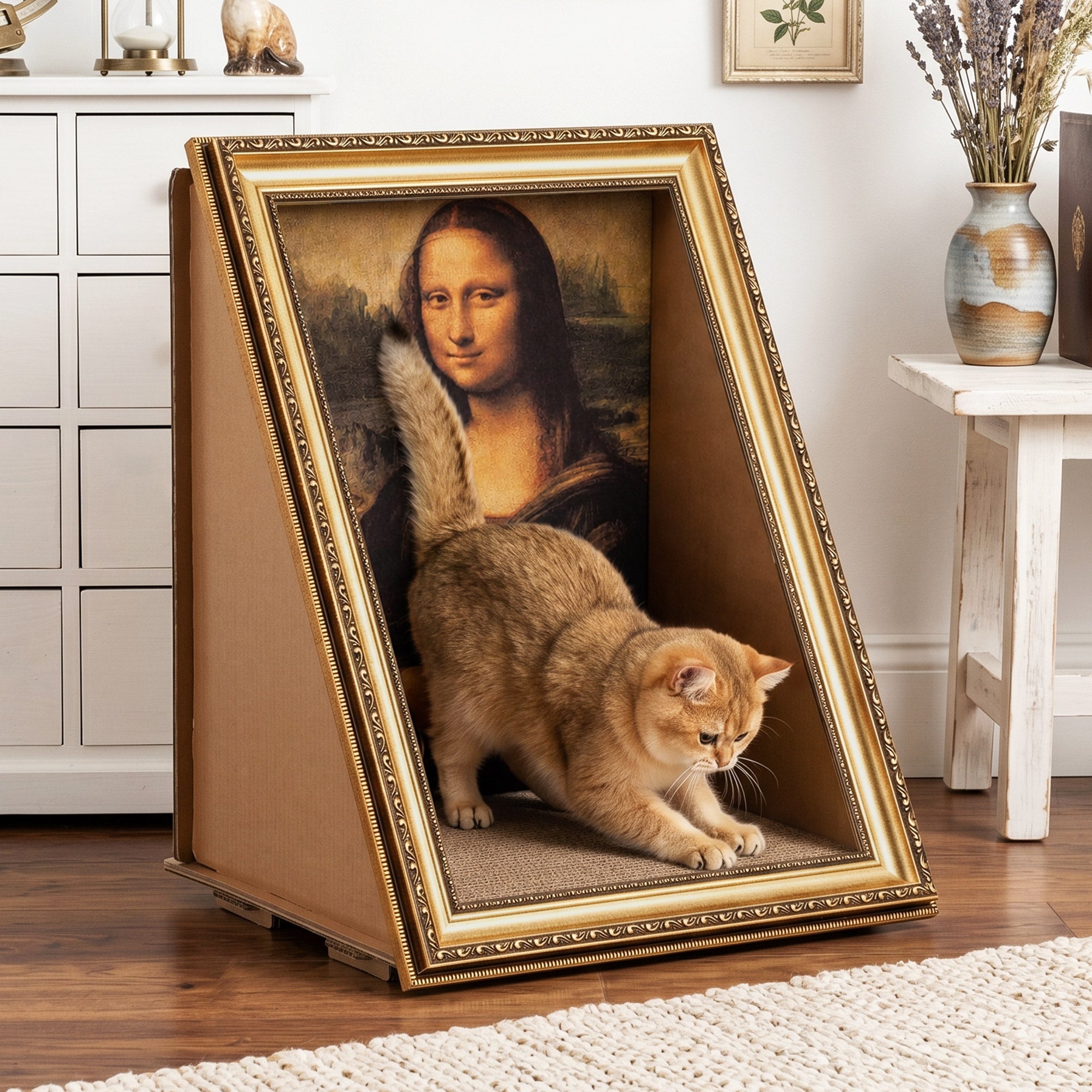 Reinforced Retro Art Cat Scratcher House