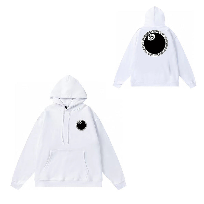 Original label: One piece trendy brand SU Western hoodie hooded autumn and winter new letter dice black eight hat couple outfit (6)