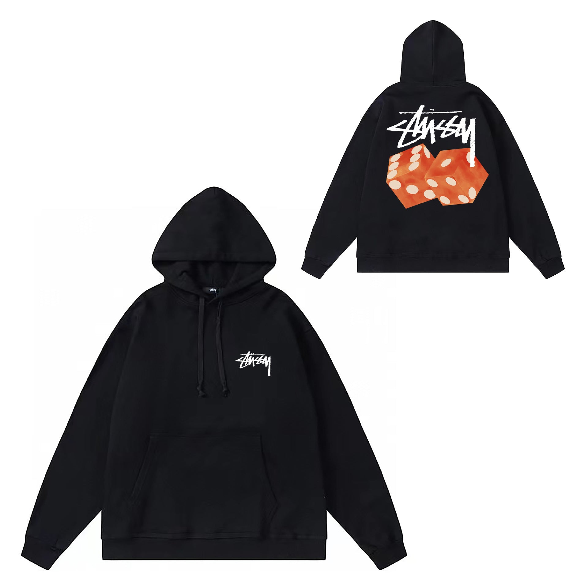 Original label: One piece trendy brand SU Western hoodie hooded autumn and winter new letter dice black eight hat couple outfit (19)