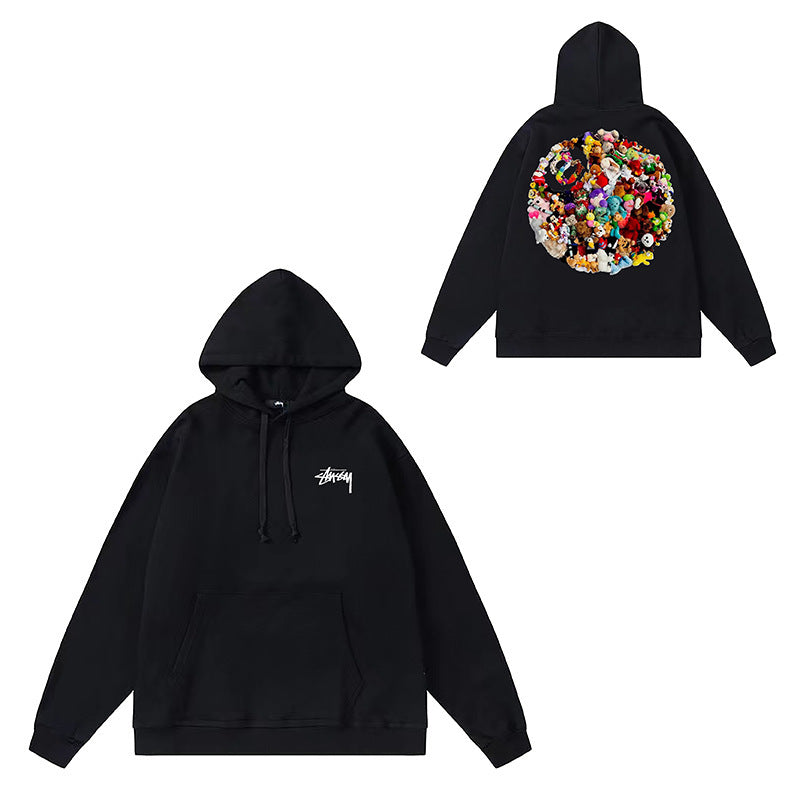 Original label: One piece trendy brand SU Western hoodie hooded autumn and winter new letter dice black eight hat couple outfit (2)