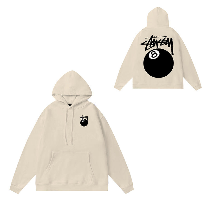 Original label: One piece trendy brand SU Western hoodie hooded autumn and winter new letter dice black eight hat couple outfit (8)