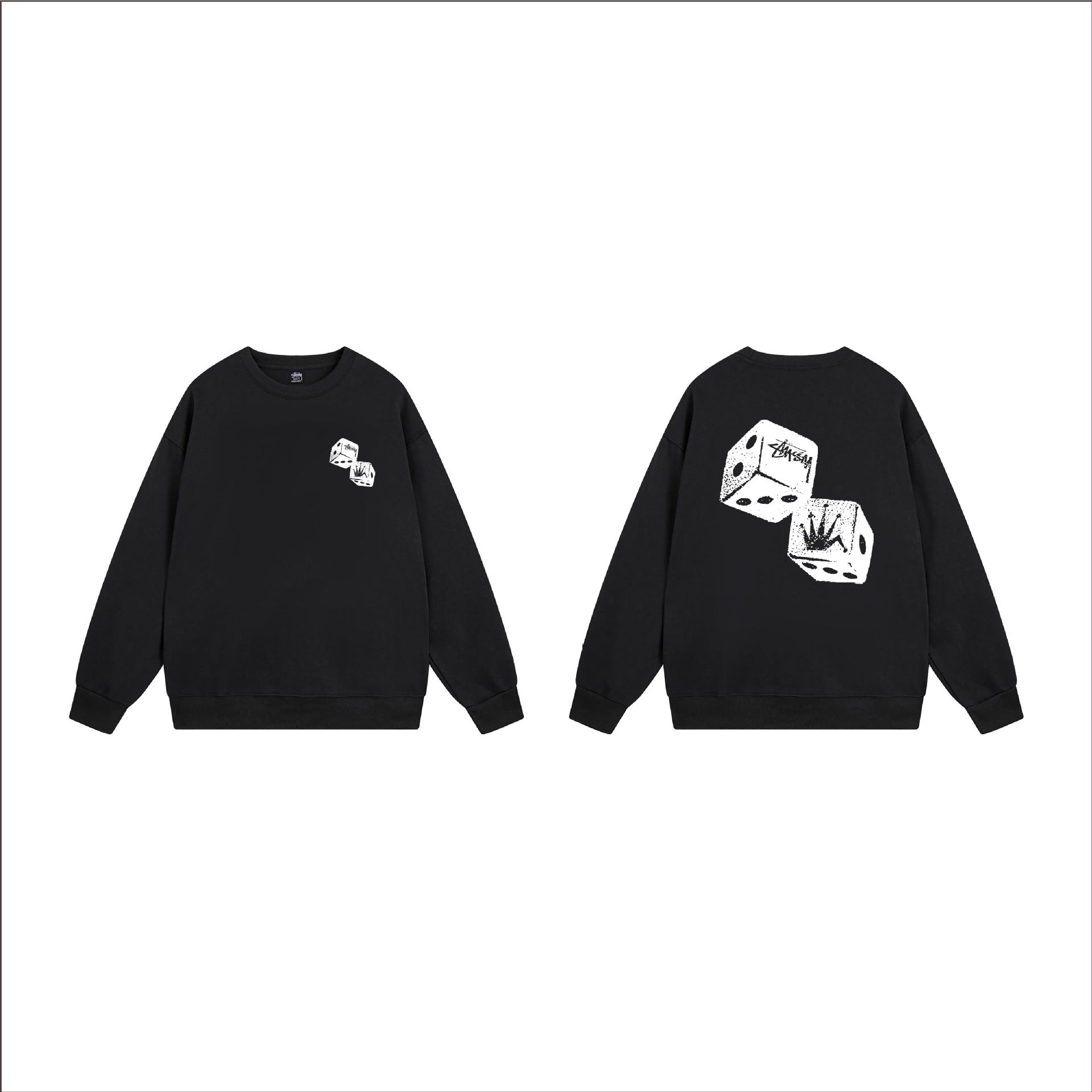 Cross border black 8 dice hoodie for autumn and winter, men's and women's round neck looped long sleeved hoodie, pure cotton outer (22)