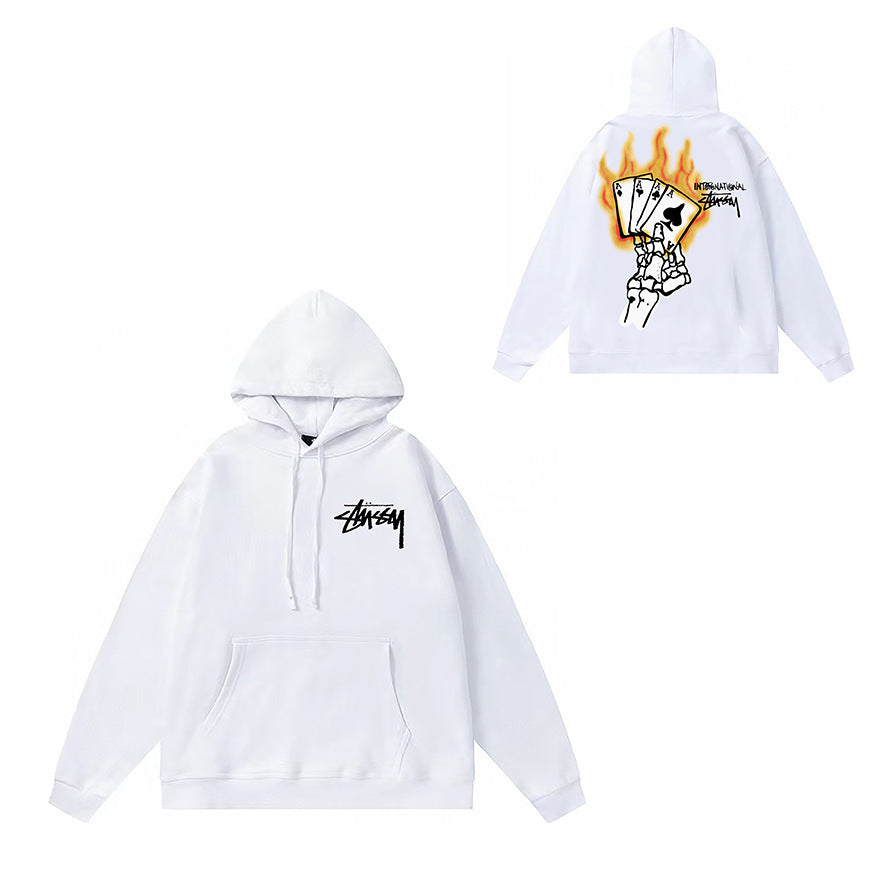 Original label: One piece trendy brand SU Western hoodie hooded autumn and winter new letter dice black eight hat couple outfit (14)