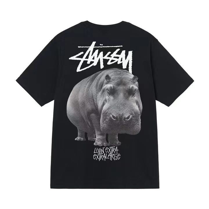Stusy 2025 New 8 Men's and Women's Short sleeved T-shirt Summer Black and White Men's T-shirt Loose 270g (9)
