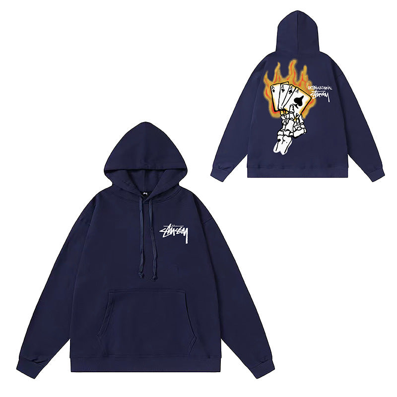 Original label: One piece trendy brand SU Western hoodie hooded autumn and winter new letter dice black eight hat couple outfit (14)