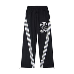 MIXED EMOTION Vintage Triple-Stripe Graphic Track Pants (Black)