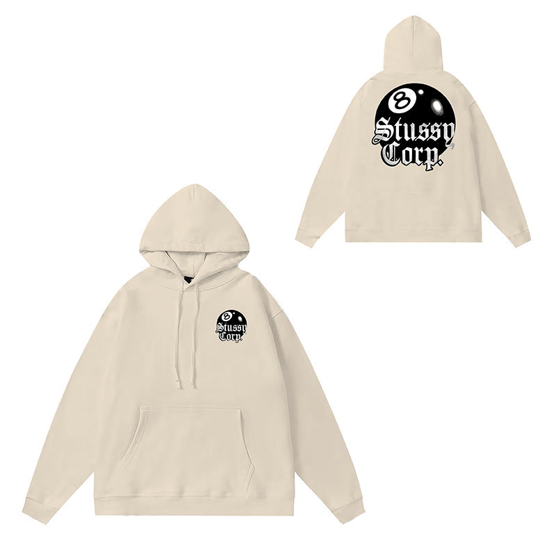 Original label: One piece trendy brand SU Western hoodie hooded autumn and winter new letter dice black eight hat couple outfit (11)
