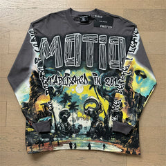 MIXED EMOTION Vintage Apocalyptic Landscape Long-Sleeve T-Shirt