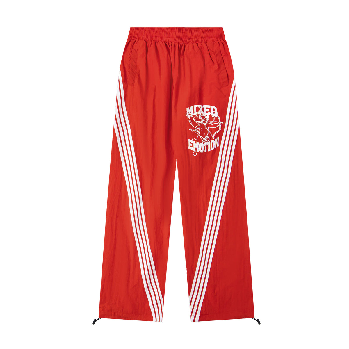MIXED EMOTION Vintage Triple-Stripe Graphic Track Pants (Red)