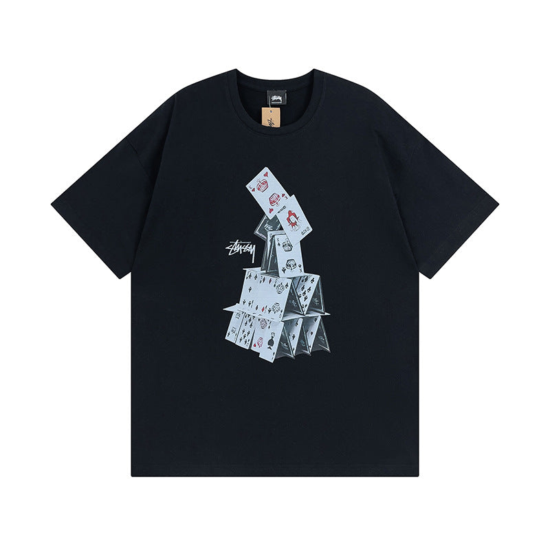 Original 2024 Spring/Summer New Trendy Brand Stu Classic Parade Printed Letter Men's and Women's Same Short Sleeve One Piece Hair Collection (15)
