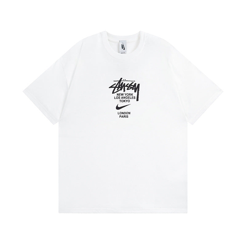 Original 2024 Spring/Summer New Trendy Brand Stu Classic Parade Printed Letter Men's and Women's Same Short Sleeve One Piece Hair Collection (14)