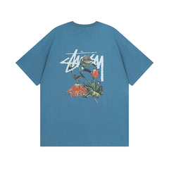 Original 2024 Spring/Summer New Trendy Brand Stu Classic Parade Printed Letter Men's and Women's Same Short Sleeve One Piece Hair Collection (4)