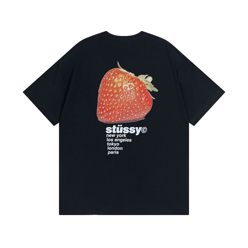 Original 2024 Spring/Summer New Trendy Brand Stu Classic Parade Printed Letter Men's and Women's Same Short Sleeve One Piece Hair Collection (22)