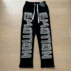 MIXED EMOTION Vintage Graphic Sweatpants (Black/White)