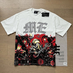 MIXED EMOTION Vintage Rhinestone Cthulhu Graphic T-Shirt (White / Red)