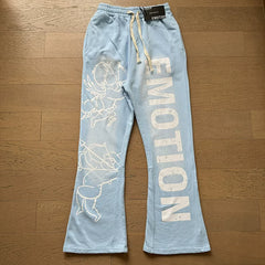 MIXED EMOTION Vintage Graphic Flare Sweatpants (Light Blue)