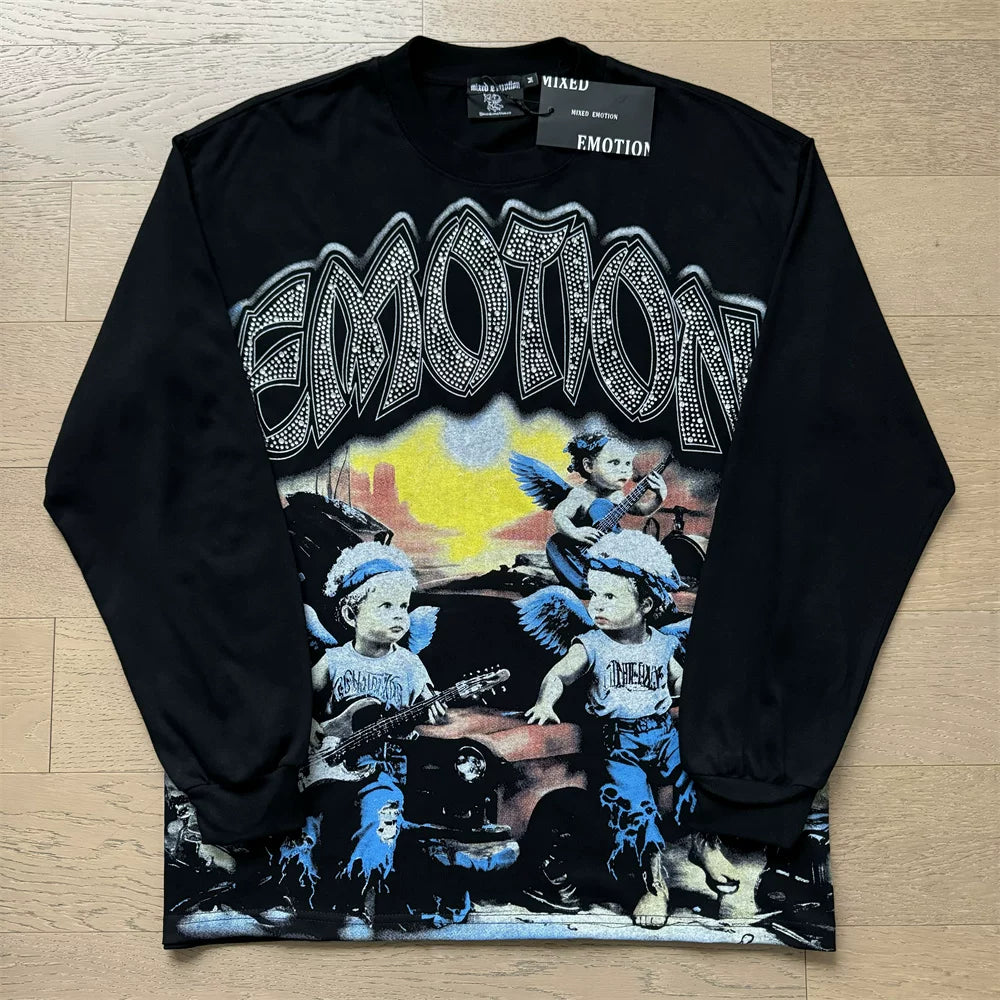 MIXED EMOTION Vintage Apocalyptic Cherubs Long-Sleeve T-Shirt