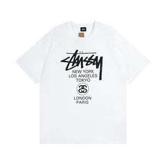 Original 2024 Spring/Summer New Trendy Brand Stu Classic Parade Printed Letter Men's and Women's Same Short Sleeve One Piece Hair Collection (17)