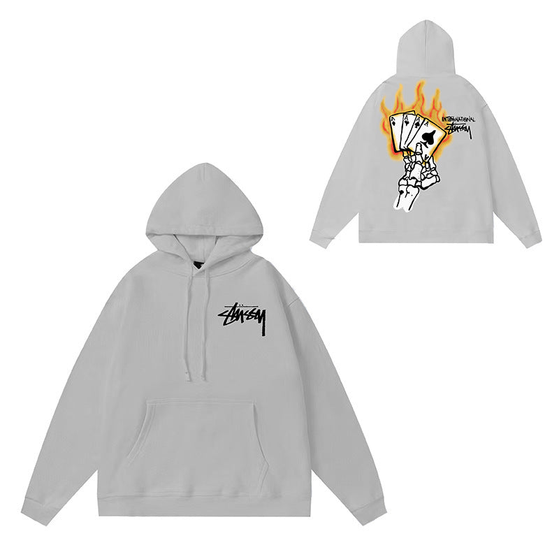 Original label: One piece trendy brand SU Western hoodie hooded autumn and winter new letter dice black eight hat couple outfit (15)