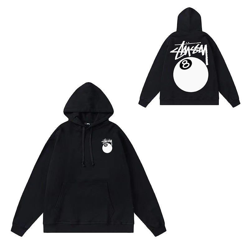 Original label: One piece trendy brand SU Western hoodie hooded autumn and winter new letter dice black eight hat couple outfit (7)